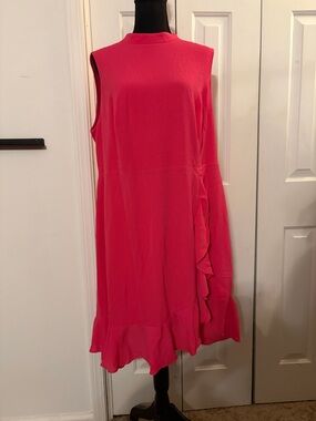 Betsey Johnson Asymmetrical Ruffle Hem Dress in Hot Pink